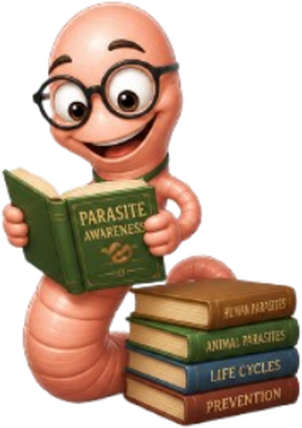 Professor Worm reading a book